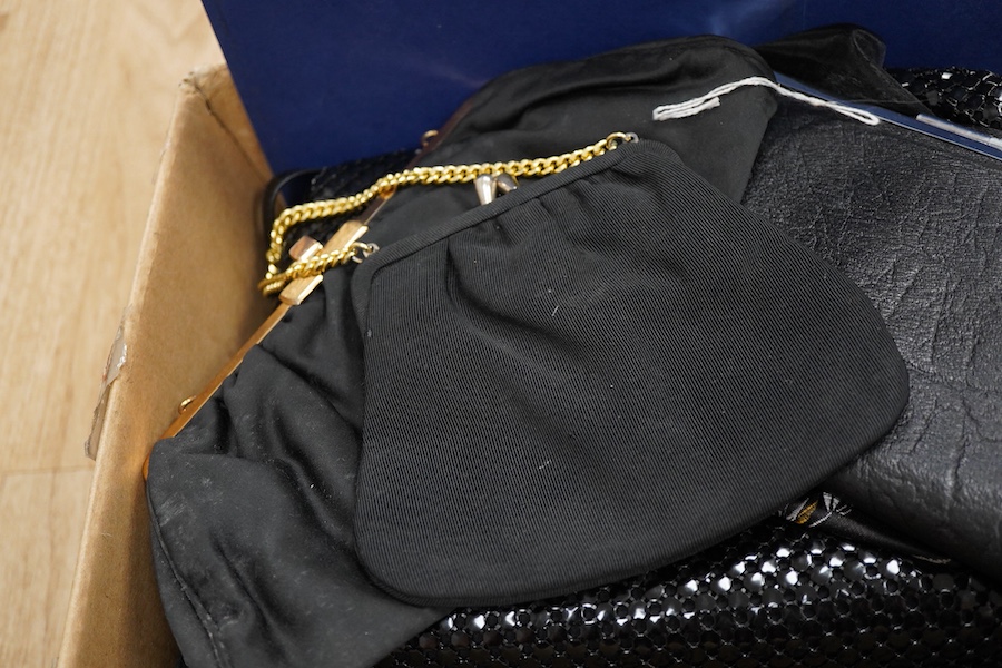 A pair of Duo lady's evening shoes and matching handbag together with a Swarovski diamanté decorated black suede and leather evening bag
